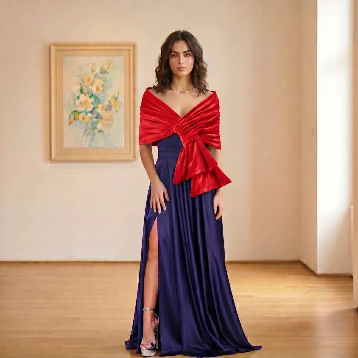 Estola De Veludo Quente Acessório De Moda Para Inverno Frio Vermelho