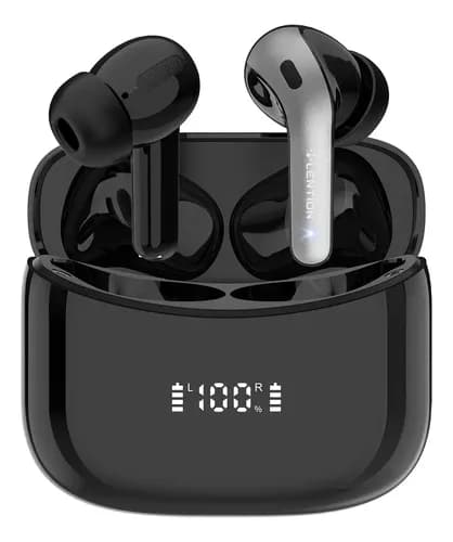 Fone De Ouvido Sem Fio BT 6.0 Lention T3 Tws 48 Horas Reprodução, Graves Profundos Estéreo, Indicador Led Energia Display Digital Intra-auriculares Leves Com Microfone Para iPhone, Android Cor Preto