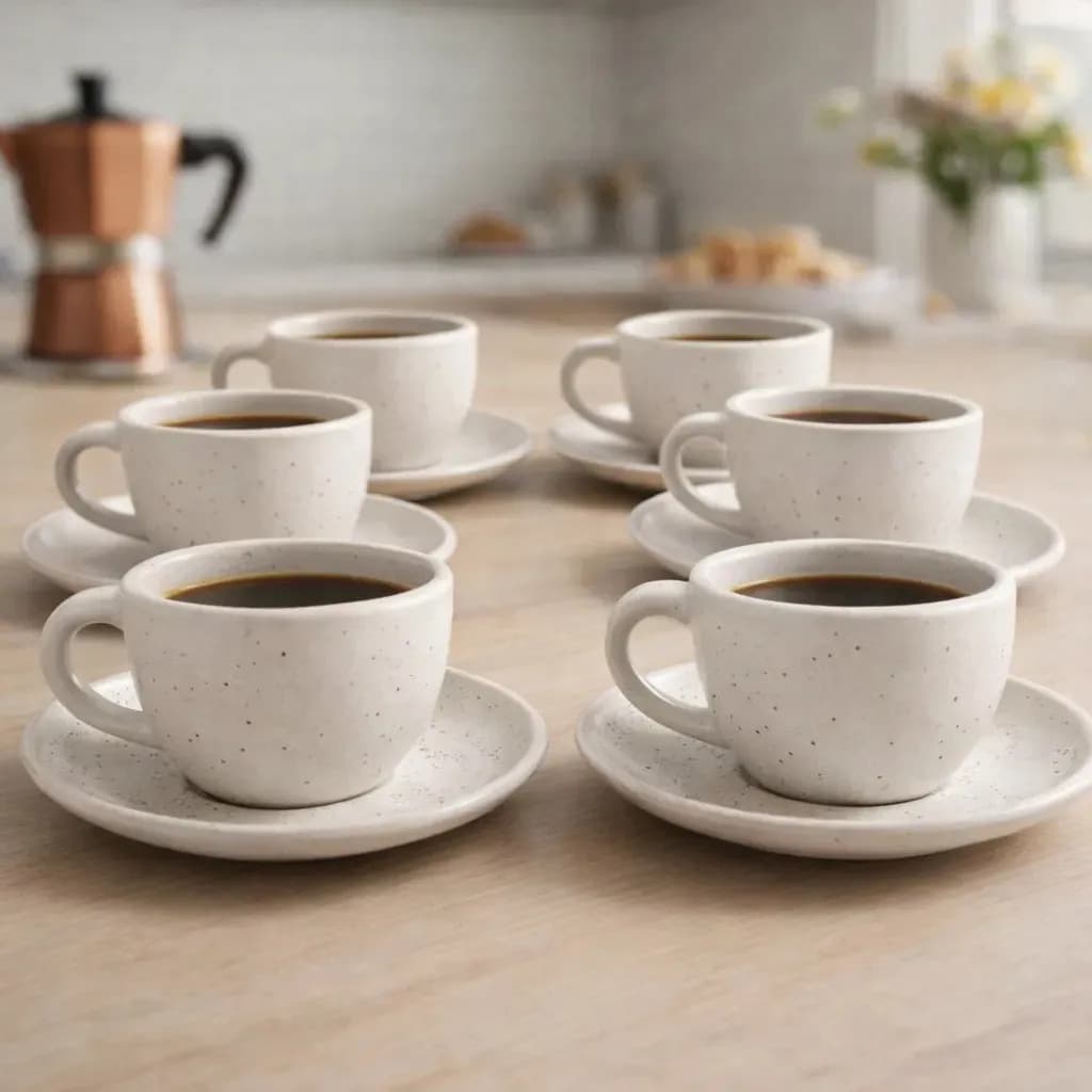 Jogo Xícaras Café Com Pires Porcelana Branca Vidro 12