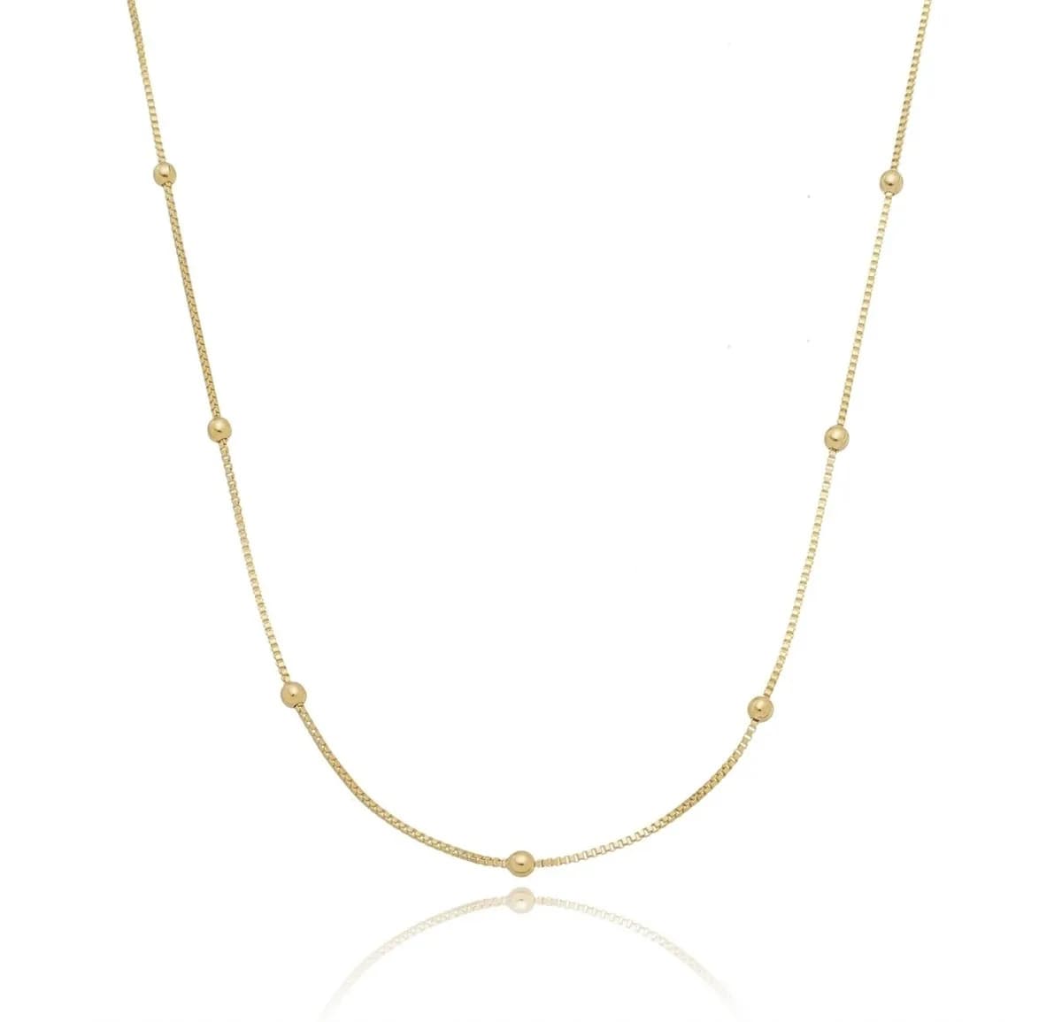 Gargantilha Feminina Bolinhas Folheada A Ouro 18k 50cm Linda