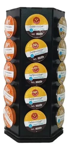 Suporte Organizador 30 Cápsulas Café Três Corações Giratório Preto