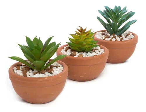 Vaso De Planta Artificial Decorativa Suculentas Kit C/3 Unid