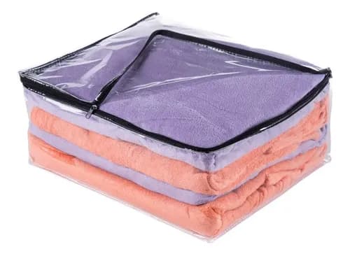 Kit 5 Saco Organizador Closet Edredon Cobertor C/ziper Preto 100% Pvc Transparente