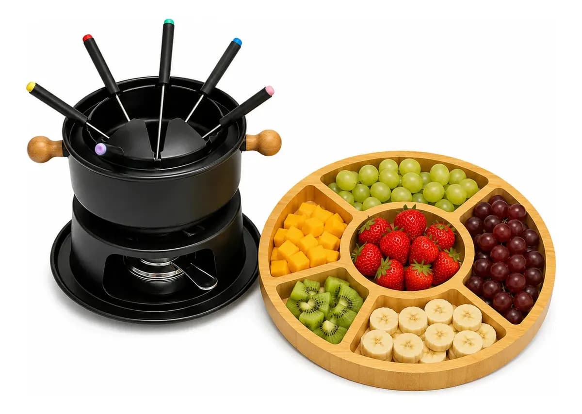 Kit Fondue Petisqueira Gamela Com Doce Chocolate Romantico