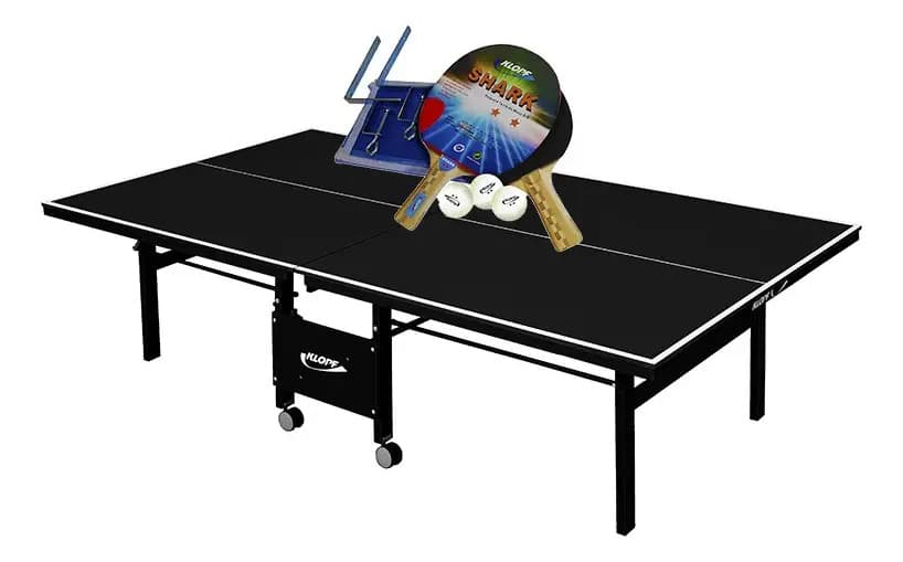 Mesa Ping Pong 1084 Preta Klopf + Kit Completo 5031 Cor Preto
