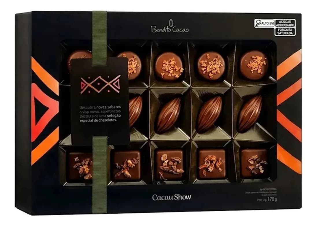 Caixa Bombom Cacau Show Chocolate Bendito Cacao 170g
