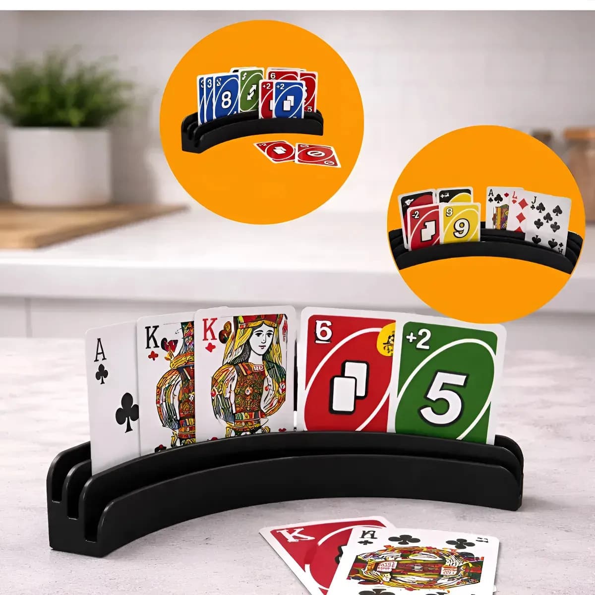 Suporte Baralho Cartas Segurar Baralho Uno Porta Apoio 3 And Preto