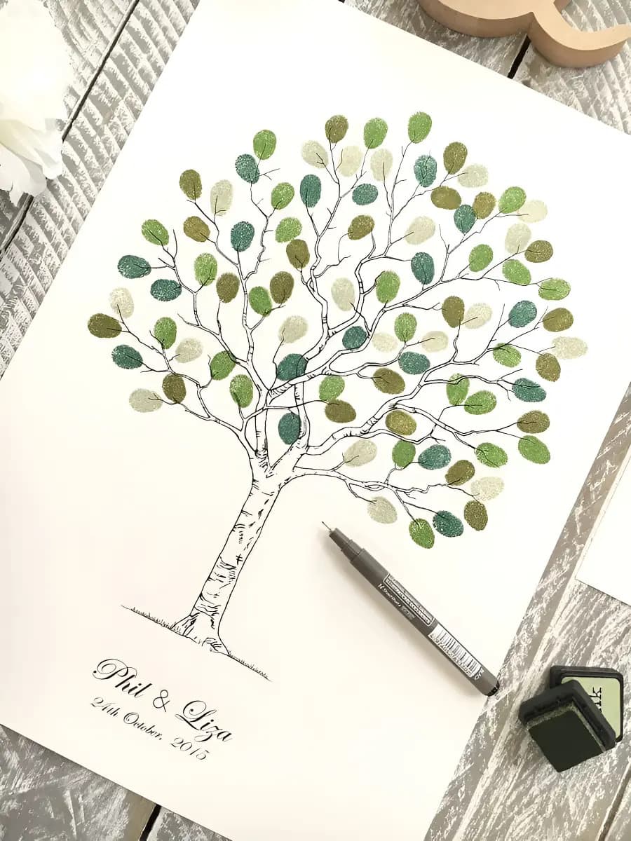 Quadro Personalizado Para Casamento Árvore Digitais Festas Cor Imagem4