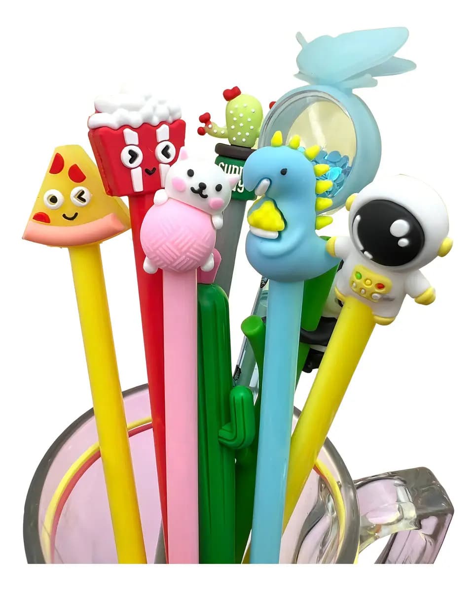 Caneta Personagens Kit 12 Sortidos Kawaii Presente Papelaria