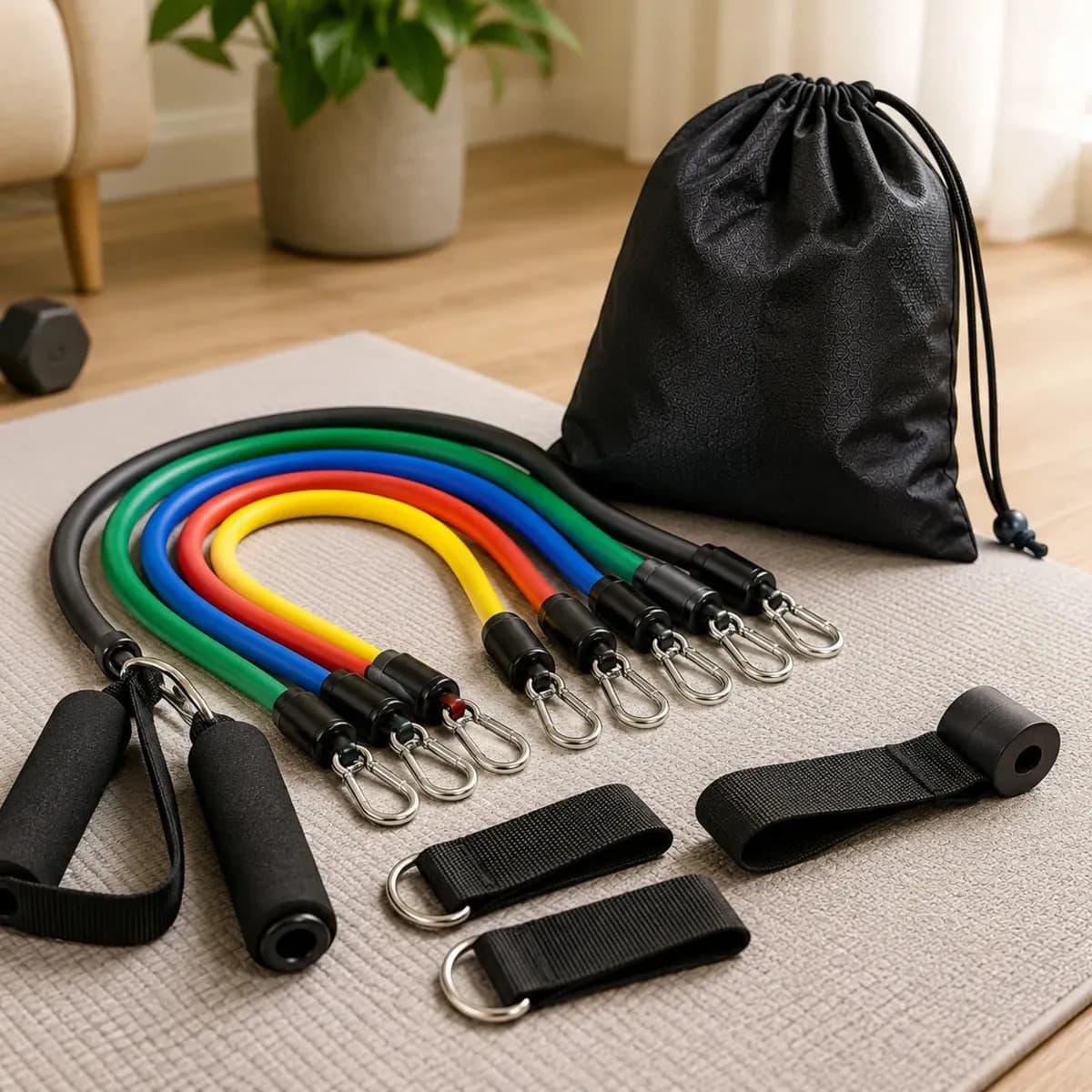 Kit Elásticos Extensor com 11 Peças da Piva Store - Academia Crossfit Faixa Elástica Exercício Treinos Fisioterapia Funcional Ginastica Musculação