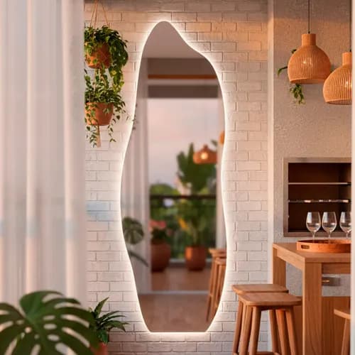 Espelho De Parede Com Led Flame 150x50 Sala Quarto Banheiro