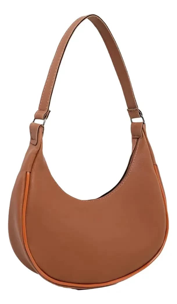 Bolsa Feminina Meia Lua Mão E Ombro Estilosa Moda Blogueira Cor Marrom
