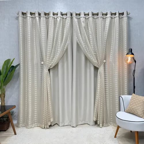 Cortina Blecaute Para Quarto Sala 3,00 X 2,50 Montreal Xale Cor Palha