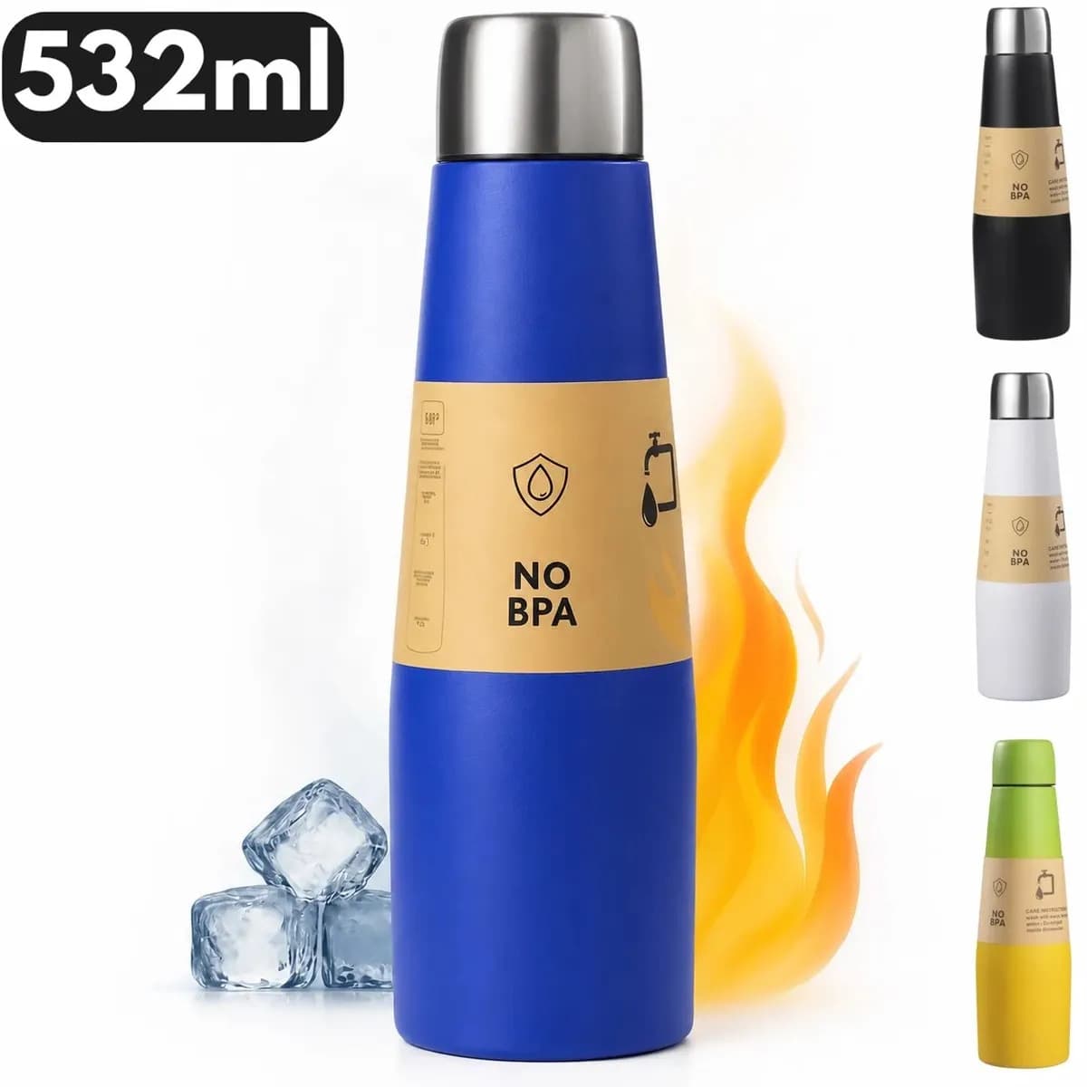Garrafa Termica 500ml Squeeze Garrafinha de Agua Academia Esportiva BPA Free Para Cafe Água Quente Fria Gelada Treino Trabalho Escola Fiszman Azul