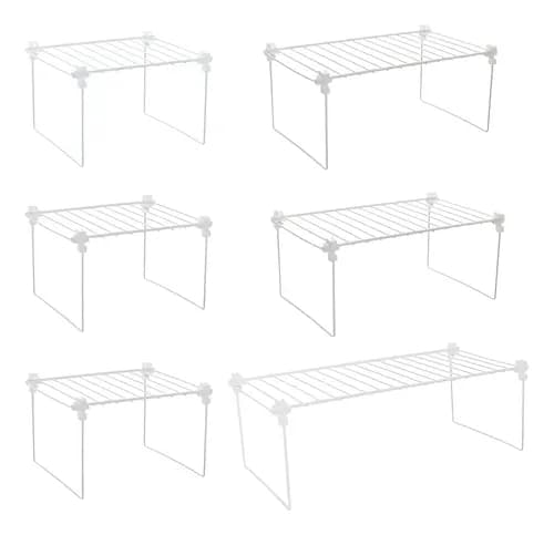 Metaltru kit 7 organizadores cozinha prateleira armário cor branco