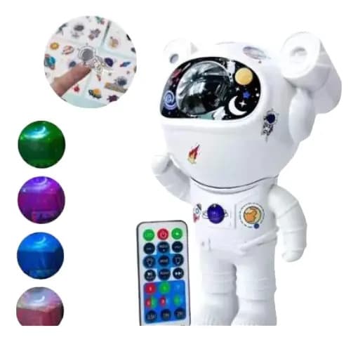 Projetor Luminária Astronauta Lehmox LED RGB Bluetooth Cor Branco
