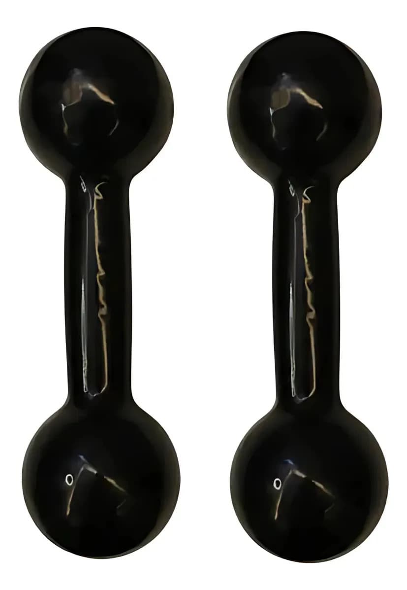 Par Halter Bola 5kg Emborrachado Treino Fitness Musculação Preto