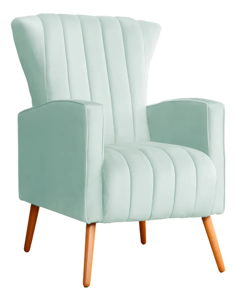 Poltrona Decorativa Melinda Veludo Acqua