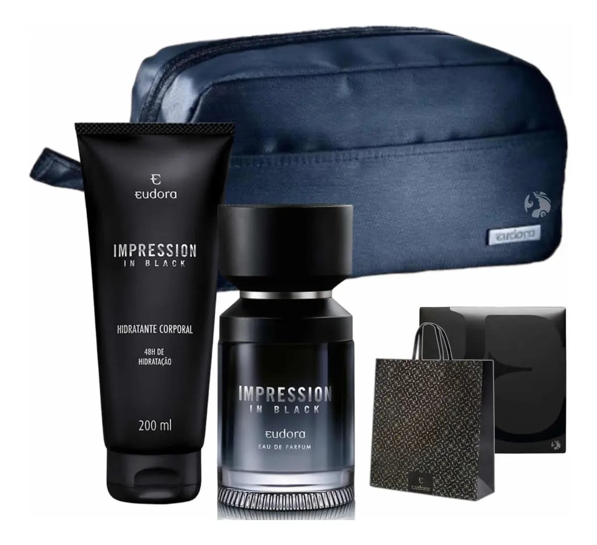 Impression In Black Eudora Kit Perfume + Loção + Necessaire Gênero Masculino