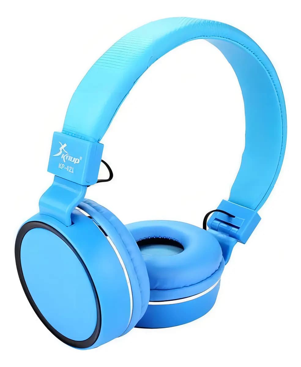 Fone Ouvido Knup Kp421 Azul Com Volume No Fio