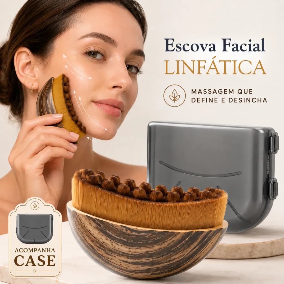 Escova Facial Drenagem Linfatica Reduz Inchaço Escova Drenagem Facial Escova Lifting Facial Black Raipe