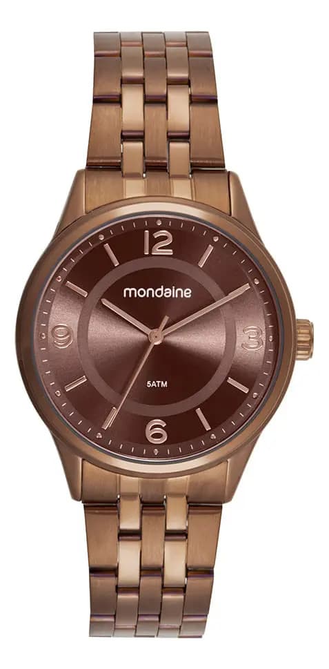 Relógio Feminino Aço Marrom Elegante