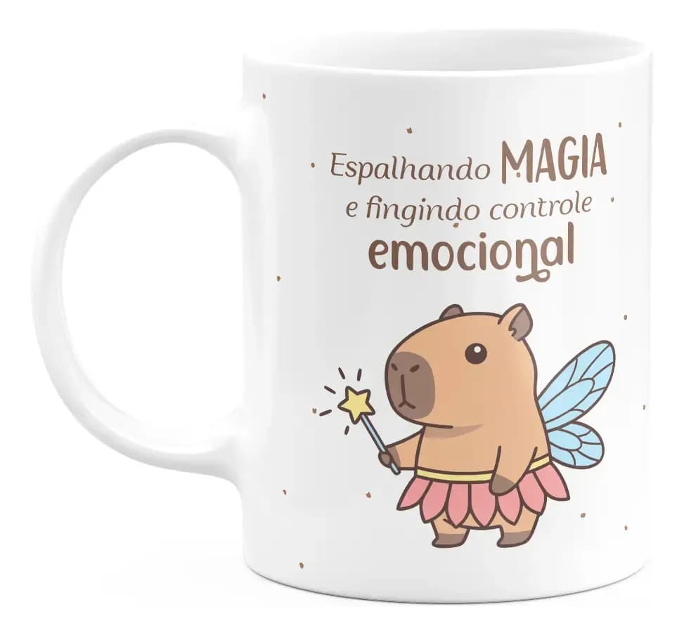 Caneca Divertida Capivaras - Espalhando Magia Branco