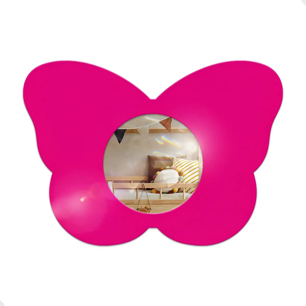 Espelho Para Berçário 25x35cm Com Formato Divertido Rosa Rosa-chiclete