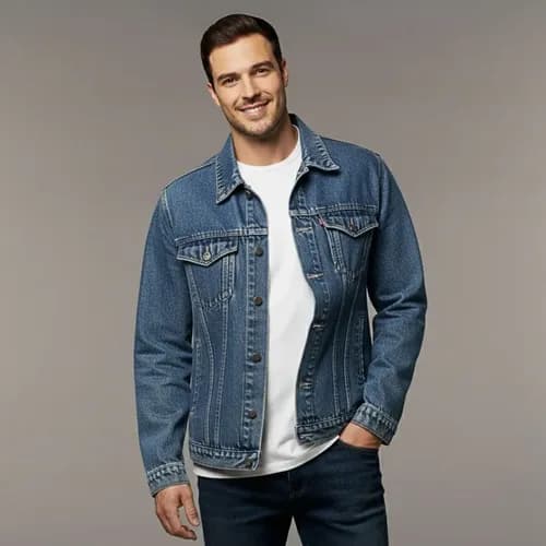 Jaqueta Jeans Masculina Marmorizada Moderna Botões Premium