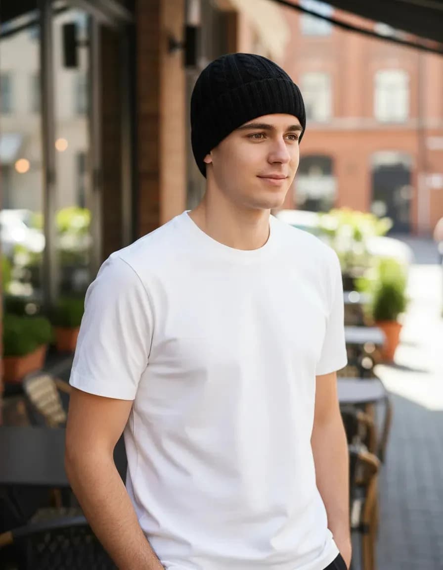 Touca Lã Adulto Masculina E Feminina Forrada Inverno Gorro Preto Un Geométrico