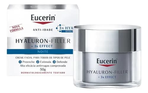 EUCERIN Creme Hidratante Facial Anti-idade Noite 50ml, Hyaluron-Filler, Ácido Hialurônico, Antirrugas, Noturno