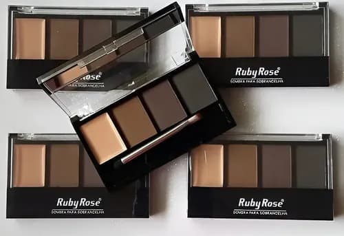 Trio De Sombra Para Sobrancelha Com Primer Ruby Rose Hb9354 Cor da sombra 3 tonalidades