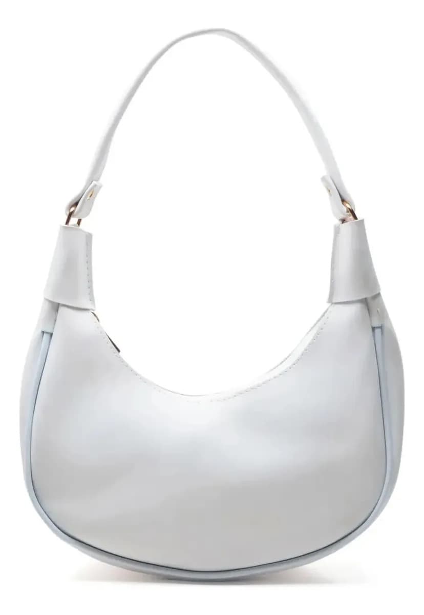 Bolsa Meia Lua Feminina Estilosa Lisa Branco Liso Dourado