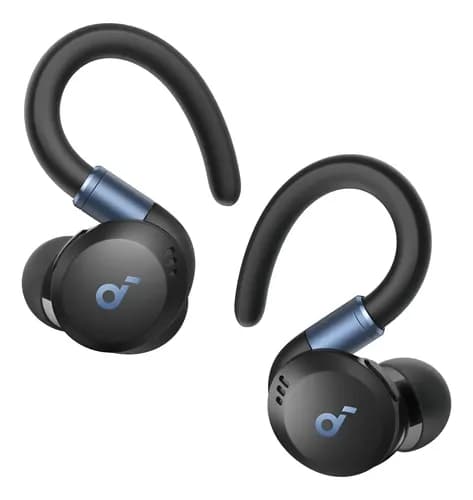 Fone de Ouvido Sem Fio para Treinos Soundcore by Anker X20 ANC adaptativo 3.0 Ganchos Ajustáveis Graves Intensos IP68 À Prova de Suor e Poeira 48H de Reprodução Fones para Academia Cor Preto