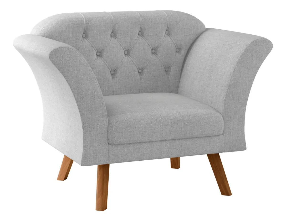Poltrona Decorativa Roseira Linha Cinza