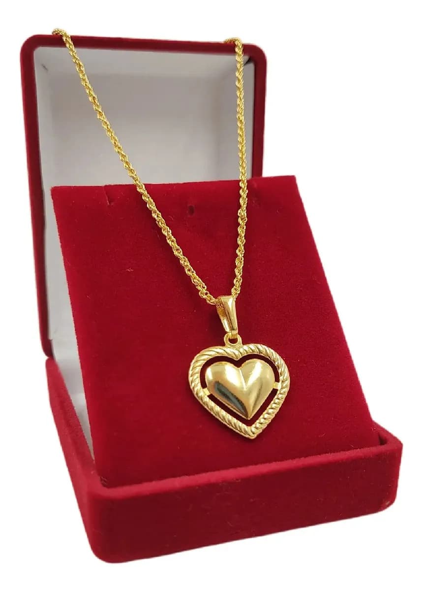 Colar Gargantilha Feminina Choker Banhado Ouro 18k + Coração Dourado