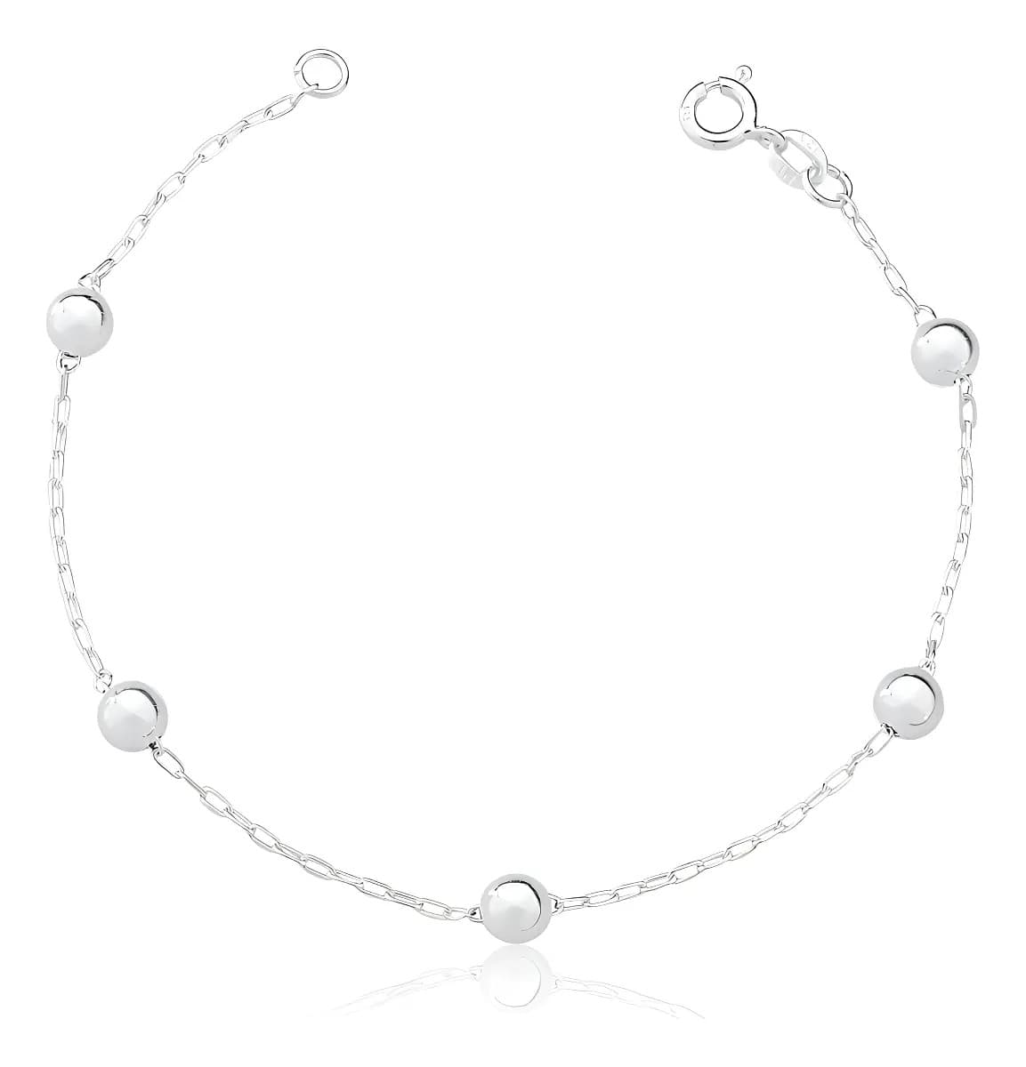 Pulseira Feminina Prata 925 Bolinhas 5mm Ravenalla