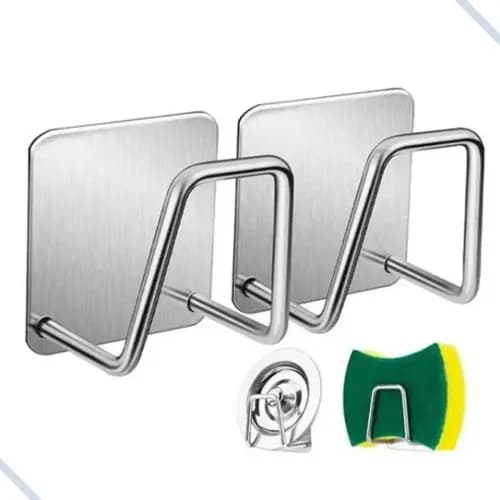 Ecomixshop Kit 2 Suporte Porta Esponja Bucha Pia Inox Organizador Cozinha Cor Prateado