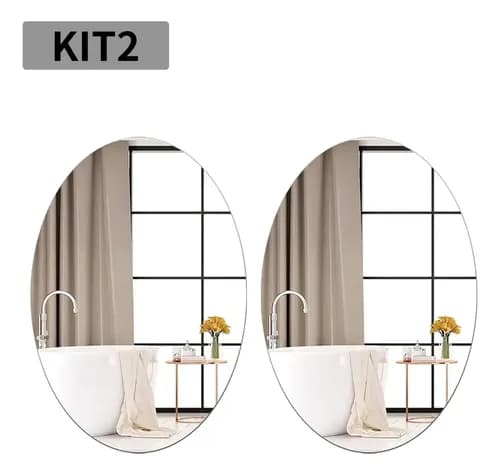 Kit2 Espelho Oval 30x40cm Adesivo Macio E Prático Acrilico
