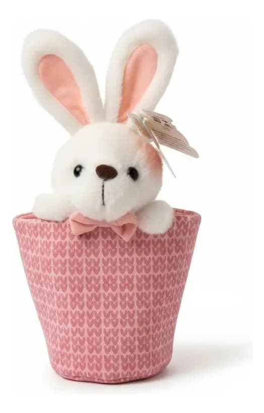 Coelho Pelúcia Com Cesta Decorativa Páscoa Presente Infantil Rosê