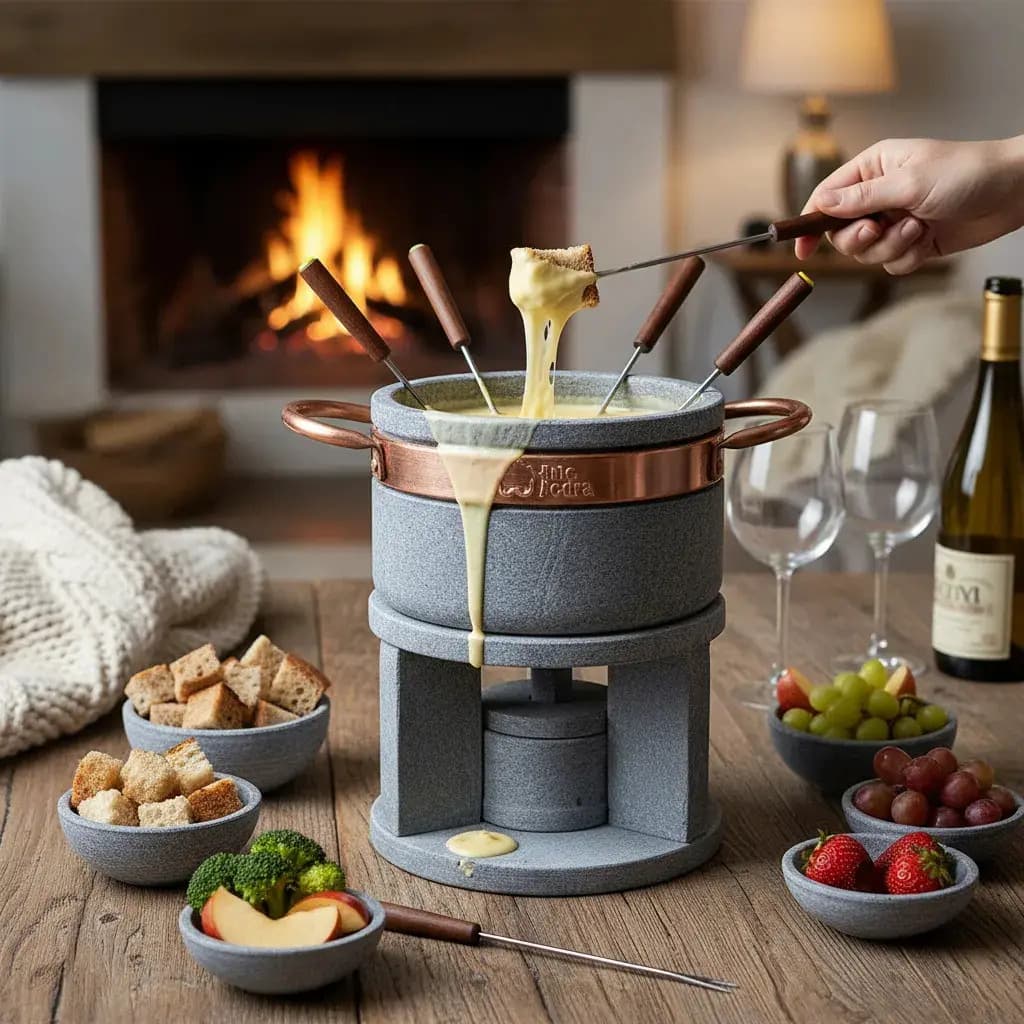 Kit Fondue Queijo E Chocolate Arte Pedra Cinza
