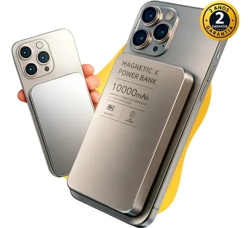 Carregador Celular Portatil Power Bank 10000mah Serve Em Android Ios Universal Indução Magsafe Usb Fio Tipo C Powerbank Carregamento Carga Potente Turbo Ultra Rápido Mag Safe Magnético Bateria