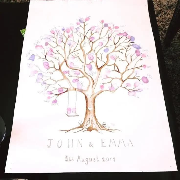 Quadro Personalizado Para Casamento Árvore Digitais Festas Cor Imagem7