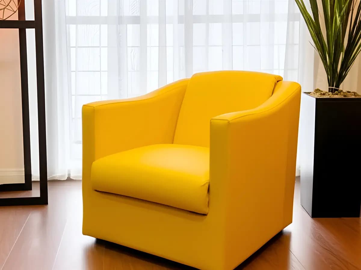 Poltrona Decorativa Biane Corino Amarelo