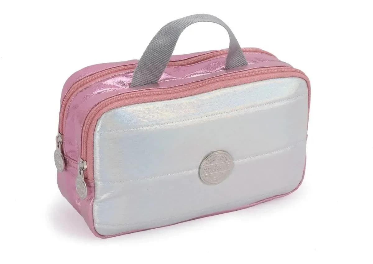 Necessaire Feminina Metalizada Seanite Cor Rosa