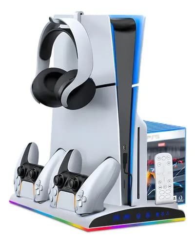 Base para Comando de Jogos Ps5 Slim e Fat Dobe TP5-3570 Compatível com Comando de Jogo RGB Cor Branca