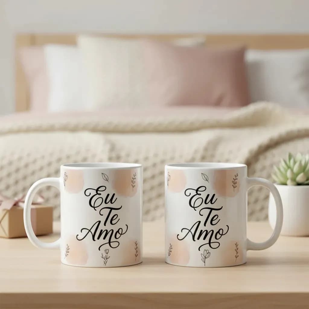 Caneca Casal Personalizada Presente Criativo Namorados Branco Te Amo