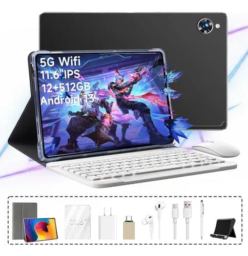 Tablet Android M10 11,6 Polegadas Full Hd 12gb Ram + 512gb Deca-core 24mp/48mp Wifi 2.4/5g Bateria 8800mah Com Capa E Teclado E Mouse Para Estudo E Trabalho Cor Preto Marca Hancdon