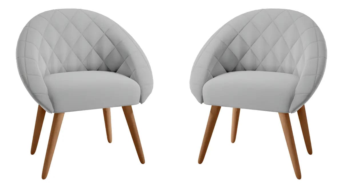 Conjunto Poltrona Decorativa Maricá Linha Cinza