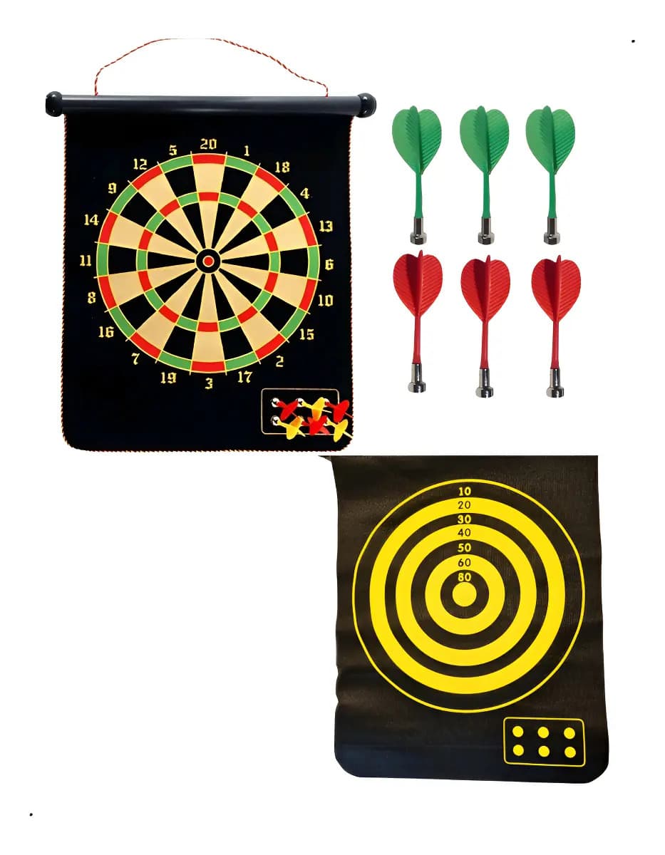 Jogo Dardos Magnético De Fora Alvo Dupla Face 43cm 6 Dardos Ponta Imã